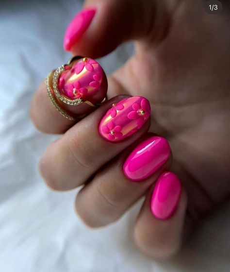 Neon Pink Nails Art, Neon Pink Nails, Summer Gel Nails, Short Gel Nails, French Acrylic Nails, Leopard Nails, Exotic Nails, Manicure Ideas, Chic Nails