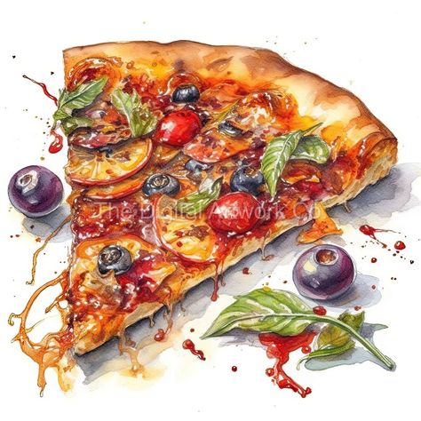 12 High Quality Digital JPGs Clip Art Pizza Incredible value! Every set in my store includes 12 beautiful images in order to give you the best possible value for money! Pizza Clip Art, Pizza Slice Drawing, Watercolor Food Illustration, Food Watercolor, Watercolour Wall Art, Watercolour Wall, Foodie Art, Food Artwork, I Love Pizza