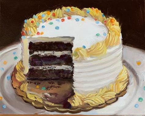 Daily Paintworks - Search through our over 100,000 Paintings: New Original Fine Art Daily Paintings; Oils, Acrylics, Watercolors, and more from a growing group of Daily Painters Aesthetic Cake Painting, Chocolate Cake Painting, Cake Acrylic Painting, Cake Painting Art, Cake Oil Painting, Cake Paintings, Cake Reference, Food Oil Painting, Dessert Painting