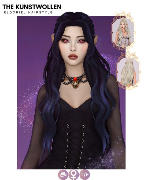 Paranormal Eldoriel Hairstyle by The Kunstwollen - The Sims 4 Download - SimsFinds Elf Hair Sims 4 Cc, Sims 4 Cc Long Wavy Hair, Ts4 Long Hair Cc, Sims 4 Maxis Match Long Hair, Sims 4 Hair Cc Maxis Match Long, Long Sims 4 Hair Cc, Wavy Hair Sims 4 Cc, Sims 4 Long Hair Cc Maxis Match, Sims 4 Makeup Cc Maxis Match