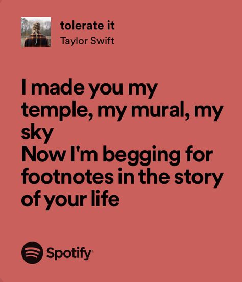 Tolerate It Lyrics, Taylor Swift Tolerate It, Tolerate It Taylor Swift, Real Lyrics, Tolerate It, Song Aesthetic, Workout Beginner, Taylor Lyrics, Swift Lyrics