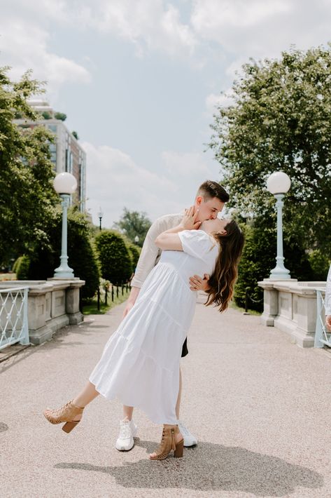 Proposal Photos Boston Public Garden | Boston Wedding Photographer | Genevieve Photography | Being a part of this classic and elegant Massachusetts proposal was a dream come true. It was filled with beautiful elegant fun couple poses! See tons of elegant proposal photo location ideas, elegant engagement photos, and elegant neutral outfit ideas. Book Genevieve for your classic wedding or elegant wedding day in Boston at www.genevievephotography.com ! Fun Couple Poses, Garden Proposal, Elegant Proposal, Photo Location Ideas, Boston Wedding Dress, Boston Engagement Photos, Neutral Outfit Ideas, Elegant Engagement Photos, Boston Wedding Venues