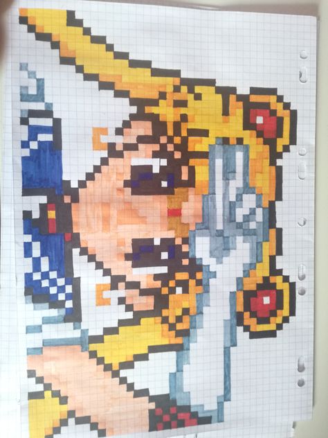 Sailor Moon Pixel Art, Pixel Art Tutorial, Easy Pixel Art, Graph Paper Art, Perler Bead Art, Graph Paper, Perler Bead, Hama Beads, Bead Art