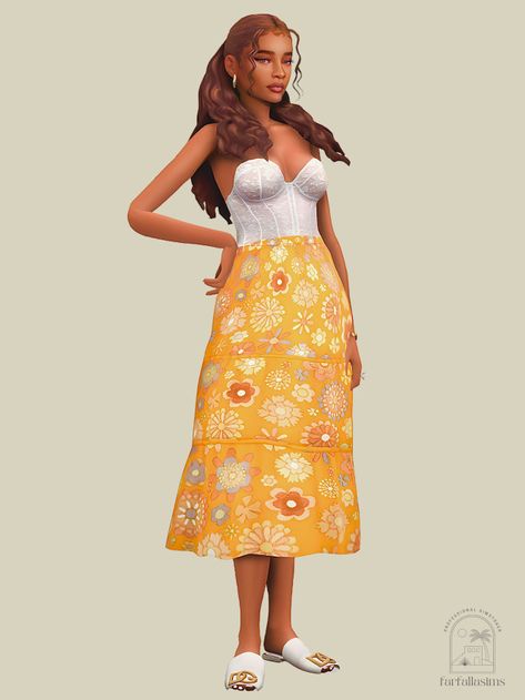 F a r f a l l a 🖤 Sims 4 Cc Lookbook, Cc Lookbook, Clothes Cc, Four Tops, Long Skirt Outfits, Summer Lookbook, Cc Finds, The Sims4, Sims 4 Cc