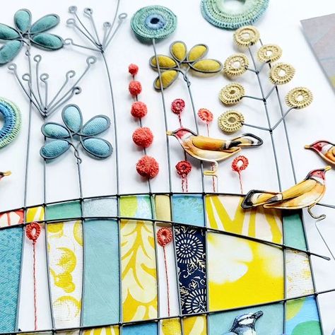 Liz Cooksey - Textile Artist on Instagram: "Tweet Tweet #goldfinch #bluetit #handmade #workspace #workinprogress #crochet #textiletechniques #textileart #wirework #needletatting #landscape #circles #lizcooksey #madebyhand #natureinspired #nature" Liz Cooksey, Liz Jardine Art, Liz Vassey, Nothing Like The Movies Liz And Wes, Liz Cooksey Textile Artists, Liz Ive Kitsch, Needle Tatting, Goldfinch, Wire Work