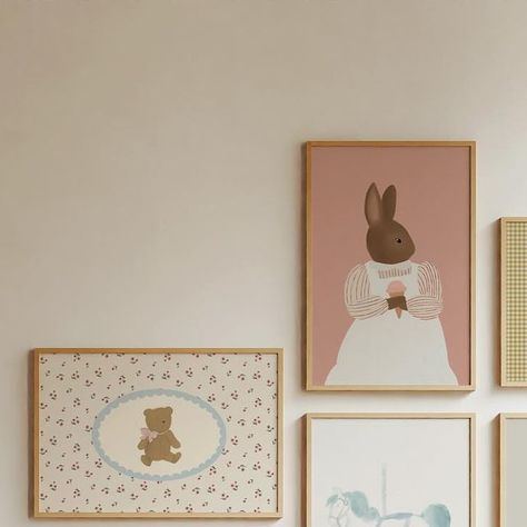 The lil Dills Shop on Instagram: "My first ever Gallery Wall Set! I adore each of these pieces and together they make a fun eclectic mix 🍀🩷  I have quite of few Gallery Wall Sets coming so stay tuned!  #girlsroomstyling #nurserydecor #gallerywallgoals #gallerywallinspo #eclecticart" Decorative Paintings, Kids Pjs, Girl’s Room, Eclectic Art, Gallery Wall Set, Stay Tuned, Decorative Painting, Home Projects, Nursery Decor