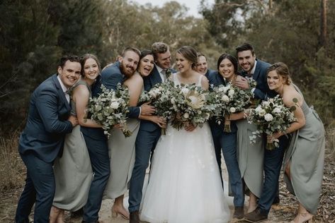 Sage And Blue Groomsmen Attire, Silver Sage Navy Blue Wedding, Green Bridesmaid Dresses With Navy Suits, Sage Green And Navy Bridesmaid Dresses, Sage And Navy Groomsmen, Sage Green Bridesmaid Blue Groomsmen, Sage Bridesmaid Navy Groomsmen, Sage Green Bridesmaid Dresses With Navy Suits, Sage Wedding Colors Groomsmen