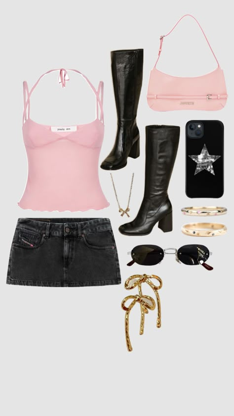 Girly Concert Outfit, Black Concert Outfit, Fashion Magazine Aesthetic, Style Inspiration Trendy, Pink Y2k Outfit, Magazine Aesthetic, Pink Concert, Bows Coquette, Aesthetics Fashion