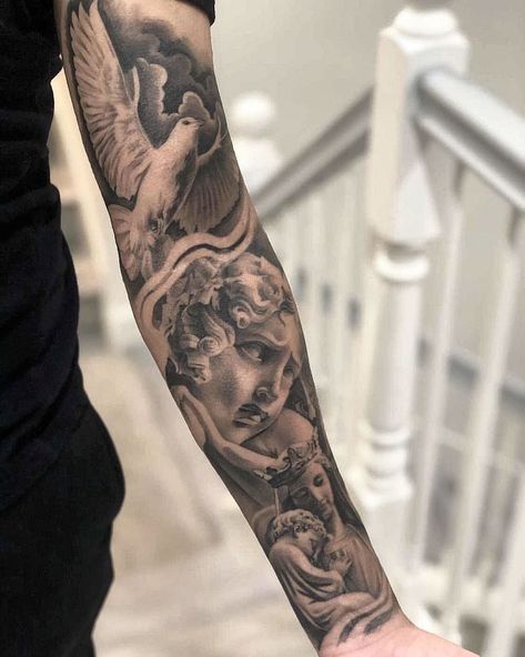 Art Religous Tattoo, Photographer Tattoo, Chicano Tattoos Sleeve, Side Neck Tattoo, Inner Bicep Tattoo, Realistic Tattoo Sleeve, Full Arm Tattoos, Forarm Tattoos, Tattoos For Women Half Sleeve