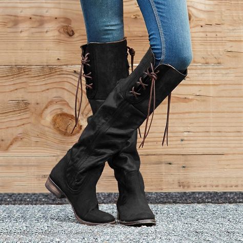 Winter Runway, Low Heel Boots, Zipper Heels, Boot Straps, Low Heel Shoes, Rounded Toe Boots, Black Boots Women, Boots For Sale, Mid Heel