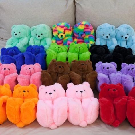 Teddy Bear Slippers, Fluffy Teddy Bear, Shoes Cartoon, Blue Teddy Bear, Bear Slippers, Cute Slippers, We Bear, Kids Slippers, Warm Shoes