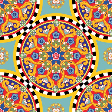 Mandala Graphic Design, Sicilian Pattern, Ornamental Mandala, Italian Pattern, Bridal Shower Inspo, Background Colorful, Bright Background, Winter Print, Islamic Design