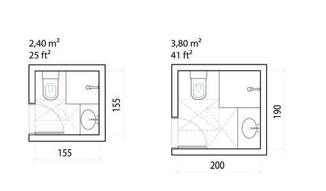 Gallery of Minimum Dimensions and Typical Layouts for Small Bathrooms - 3 Small Bathroom Dimensions, Square Floor Plans, Bathroom Layout Plans, Ideas Baños, Small Bathroom Layout, Bathroom Plan, Bathroom Layouts, Bathroom Dimensions, Small Bathroom Renovations