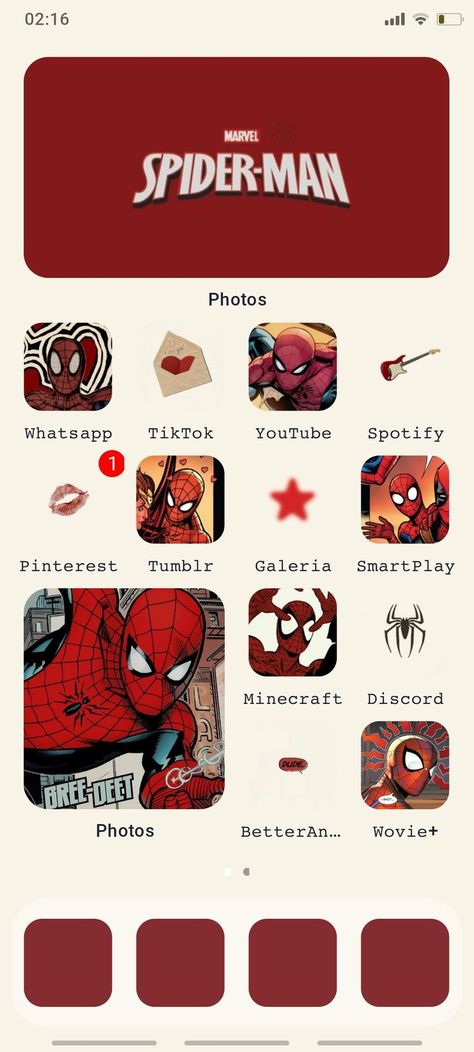 Marvel Iphone Layout, Widget Placement Ideas, Spider Man Layout, App Icons Spiderman, Spiderman Home, Phone Decorations, Spiderman Gifts, Miles Spiderman, Spiderman Theme