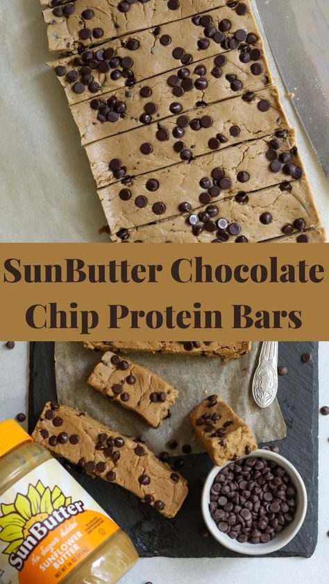 Sunflower Butter Snacks, Chocolate Sunbutter Recipes, Sun Butter Protein Balls, Sunbutter Protein Balls, Sun Butter Recipes, Sunflower Butter Recipes, Chocolate Chip Protein Bars, Peanut Free Snacks, Sunbutter Recipes