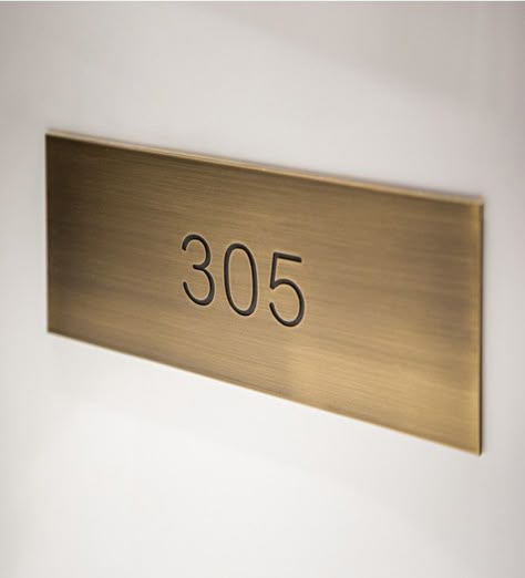 Vintage brass signs Room Number Signage, Door Number Plates, Room Signage, Hotel Signage, Brown Plates, Door Signage, Interior Signage, Signage And Wayfinding, Wayfinding Signs