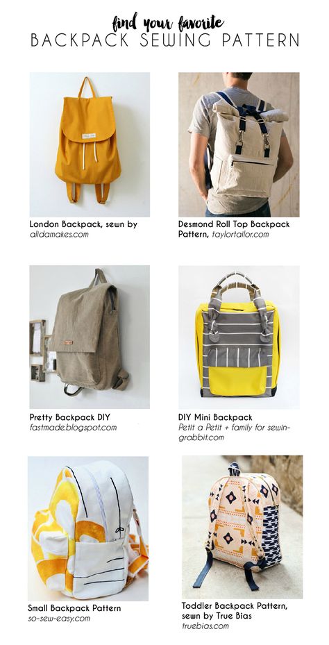 Favorite Backpack Pattern - The Sewing Rabbit Small Backpack Pattern, Diy Rucksack, Backpack Sewing Pattern, Diy Backpack Pattern, Pretty Backpacks, Backpack Pattern Sewing, Backpack Sewing, Backpack Tutorial, Diy Sac