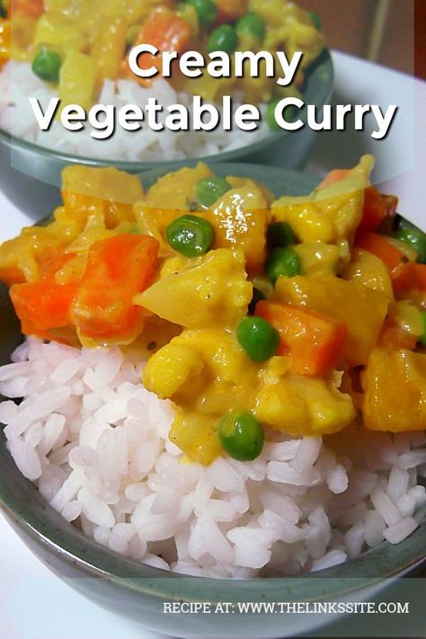 Creamy Vegetable Curry Recipe - The Links Site Curried Vegetables, Easy Vegetable Curry, Curry Vegetables, Vegetable Curry Recipe, Vegetarian Curries, Vegetables Dinner, Simmering Pot, Vegetable Curry Recipes, Easy Vegetable