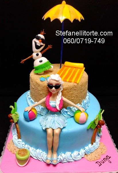 FROZEN CAKE - SUMMER TIME - Cake by stefanelli torte - CakesDecor Olaf Summer Party, Olaf And Elsa, Olaf Birthday Party, Olaf Birthday, Olaf Cake, Disney Frozen Cake, Frozen Theme Cake, Frozen Summer, Harry Birthday