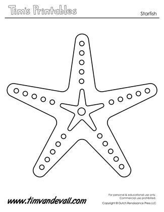 Starfish Outline, Starfish Printable, Starfish Template, Starfish Craft, Vacation Journal, Elementary School Art, Star Template, Shape Templates, Fish Drawings