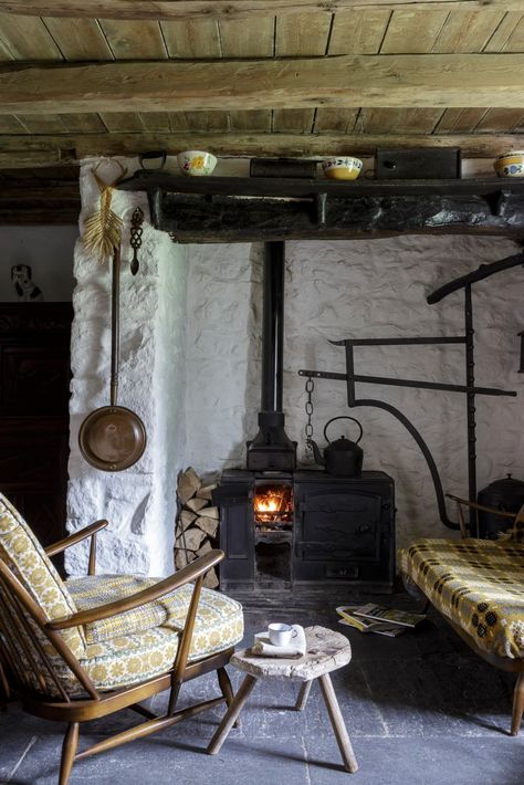 Welsh Cottage, Cotswold Cottage, Dream Country, Brick Interior, Peace And Tranquility, Inglenook Fireplace, Fire Places, Irish Cottage, Traditional Cottage