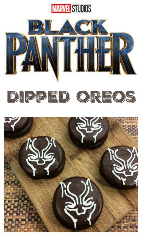 Black Panther Oreos Dipped Cookies #blackpanther #marvel #marvelstudios Marvel Party, Avenger Birthday Party, Avengers Party, Dipped Cookies, Batman Party, Black Panther Party, Avengers Birthday, Black Panthers, Big 5