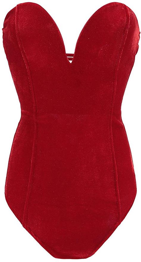 Red Corset Bodysuit, Red Velvet Top, Red Leotard, Bunny Halloween Costume, Beige Bodysuit, Heart Bodysuit, Red Outfits, Green Bodysuit, Red Bodysuit