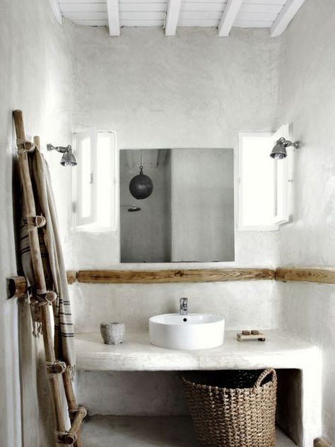 L'enduit décoratif pour les murs de la salle de bain Modern Country Bathrooms, Drømme Bad, Interior Design Examples, Mykonos Hotels, Minimal Interior Design, Bad Inspiration, Design Hotel, Stil Inspiration, Minimalism Interior