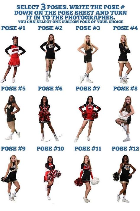 Peewee Cheer Photography Poses, Cheer Pose Reference, Easy Cheer Poses, Cheer Poses Basketball, Cheer Leader Poses, Cheer Photo Hairstyles, Dance Team Poses For Pictures, Individual Cheer Photos, Cute Cheerleader Poses