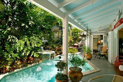 Two Story Key West Home, Key West Kitchen Ideas, Key West Homes, Conch House, Pools Ideas, Key West House, Pool Decking, Private Yard, Key West Style