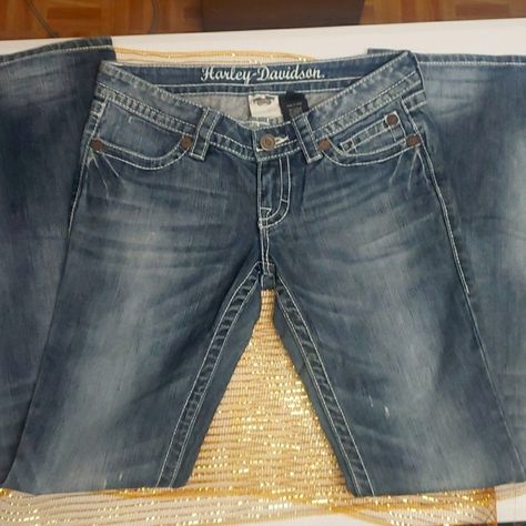 Harley Davidson Womens Jeans..Size 4 Long..Distressed Early 2000s Outfits, Harley Davidson Jeans, 2000s Outfits, Womens Jeans, Cute Everyday Outfits, Early 2000s, Everyday Outfits, Nail Inspo, Dream Closet