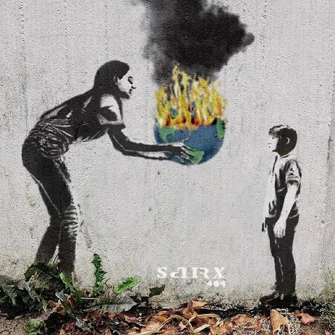 16 Powerful Images: Climate Change Addressed Through Graffiti and Street Art | STREET ART UTOPIA Conditional Love, Street Art Utopia, Art With Meaning, Street Art Banksy, Protest Art, Banksy Graffiti, Murals Street Art, Powerful Images, Stencil Art