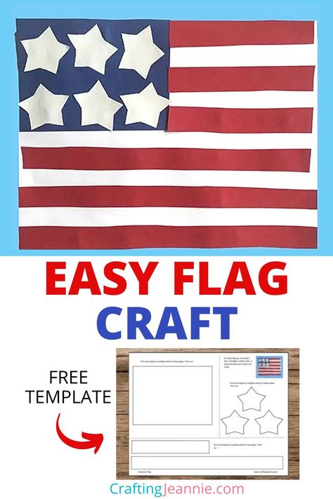 Flag Craft For Kindergarten, Flag Paper Craft, Preschool Flag Crafts, Easy Flag Craft, American Flag Craft Kindergarten, America Preschool Crafts, Us Flag Craft, United States Crafts For Preschoolers, Patriots Day Crafts For Kids