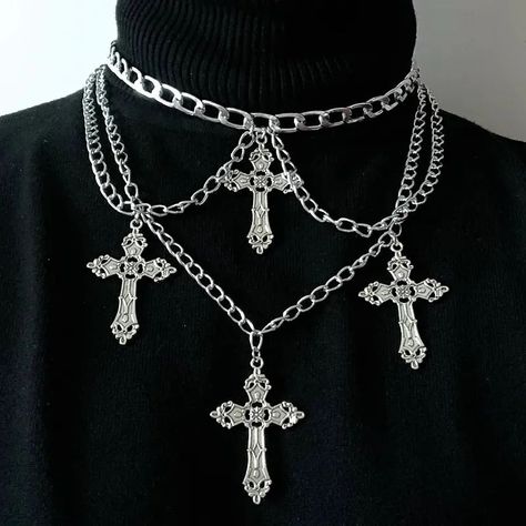 1-8 Which necklace fits your style? 🖤 🌹 Get them at rockndollstore.com 🦇 FREE SHIPPING Worldwide 🦇 . . . #gothclothes #altgoth #alternativelook #goth #gothic #gothgirl #alternativestyles #gothootd #fashionideas #gothaesthetic #gothfashion #darkfashion #gothlife #gothvibes #ootd #altfashion #gothbabe #gothmodel #gothstyle #black #metal #metalgirl #gothicstyle #metalheadgirl #outfitinspo #gothicfashion #outfitinspiration #metalchick #y2kfashion #gothicgirl Men Neck Chain, Necklaces Grunge, Victorian Cross Necklace, Choker Aesthetic, Grunge Cross, Goth Streetwear, Gothic Pendant, Goth Necklace, Steampunk Earrings