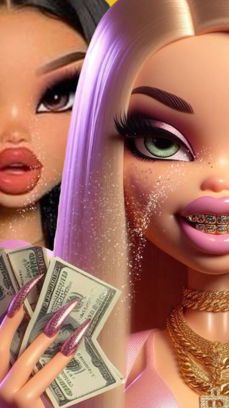 Family Art Projects, Black Bratz Doll, Swag Cartoon, Kitty Wallpaper, Family Art, Money And Happiness, Bratz Doll, Cartoon Profile Pics, Cute Profile Pictures