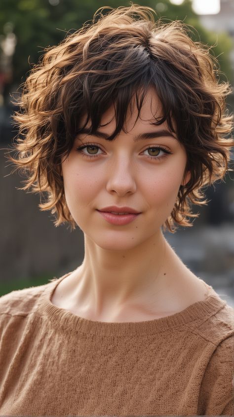 Long Pixie Wavy Haircut, Short Flicky Bob, Pixie Wavy Hair Round Face, Short Twisted Hair, Wavy Hair Ponytail Natural, Short Layers Around Face, Long Pixie Haircut Wavy Hair, Short Wavy Hairstyles For Women Layered, Wide Face Short Hair