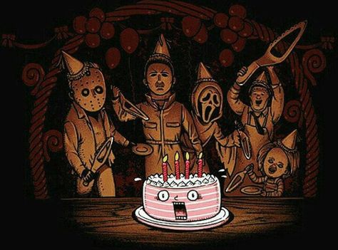 . Happy Birthday Horror Fan, Horror Happy Birthday, Horror Birthday Card, Horror Birthday, Birthday Wishing, Birthday Sayings, Spooky Birthday, Funny Wishes, Happy Memes