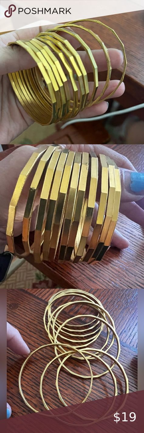 Set of gold bangles geometric Gold Bangles, Real Gold, Bangles, Gold, Closet, Clothes Design