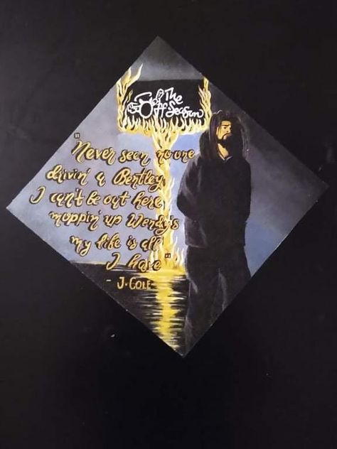 Jcole Quote Grad Cap, Graduation Cap Designs J Cole, J Cole Grad Cap, J Cole Graduation Cap Ideas, J Cole Graduation Cap, Senior Year Things, Senior Crowns, Graduation Cap Decoration Diy, Grad Shoot