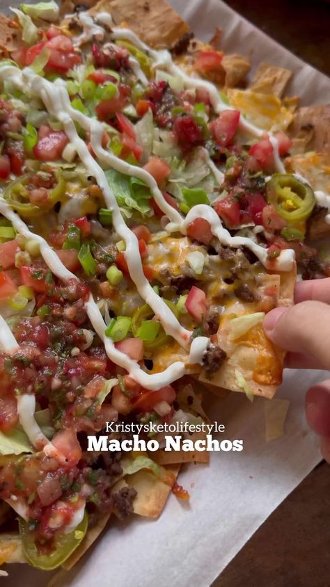 7.2K views · 198 reactions | Macho Nachos #food #Recipe #chips #nachos #lowcarb | kristysketolifestyle | kristysketolifestyle · Original audio Macho Nachos, Appetizers Easy Finger Food, Nachos Recipe, Low Carb Meals Easy, High Protein Recipes, Keto Recipes Easy, Food Recipe, Keto Diet Recipes, Low Carb Diet