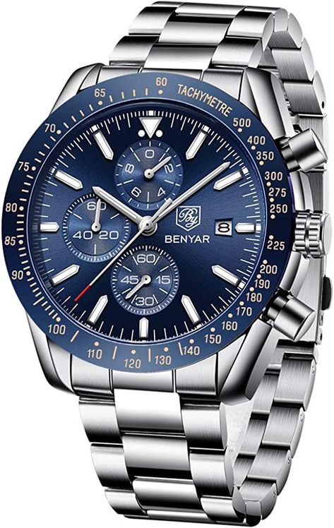 Waterproof Watches, Sport Design, Blue Watches, Men Classic, Chronograph Watch Men, Casual Sport, Watch For Men, Jewelry Amazon, Best Gifts For Men