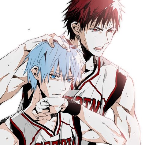 Kagami Kuroko, Aomine Kuroko, Kagami Taiga, Kuroko Tetsuya, Kuroko's Basketball, Guy Drawing, No Basket, Kuroko No Basket, Sports Anime