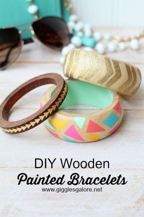 DIY Wooden Painted Bracelets made with Cricut Explore -- Giggles Galore. #DesignSpaceStar Round 2 Painted Bracelets, Diy Bangles, Wood Bangles, Wood Jewerly, Coconut Products, Wooden Bangles, Wooden Bracelets, Spring Edit, Wooden Crafts Diy