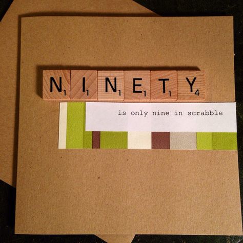 90th Birthday Card. Scrabble. Handmade. Ninety by StuffInTheBack 90th Birthday Cards, 80th Birthday Cards, 70th Birthday Card, Happy 80th Birthday, 60th Birthday Cards, 40th Birthday Cards, 50th Birthday Cards, Getting Older, Happy 50th Birthday