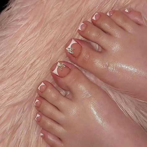 Cute Acrylic Toes, Xv Nails, Grad Nails, French Toes, Hello 30, Press On Toenails, Fake Toenails, Acrylic Toes, Acrylic Toe Nails