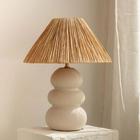 Raffia Lampshade, Unique Table Lamp, Unique Table Lamps, Matte Ceramic, Unique Table, Ceramic Base, Ceramic Table Lamps, Modern Table Lamp, Ceramic Table