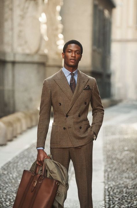 Brown Corporate Outfit, Ralph Lauren Suits For Men, Mens Business Outfits, Hamid Onifade, Brown Suit Men, Mens Business Suits, Spidey Sona, Suit And Tie Men, Gemini Hair