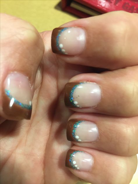 Western nails. Brown and teal tantrum! Loving them! Thanks Brittney at Reflections Day Spa in Lacombe Alberta! Western Nails Brown, Brown And Teal Nails, Western Nails, Teal Nails, Nails Brown, Spring Nail Art, Day Spa, Spring Nail, Spa Day