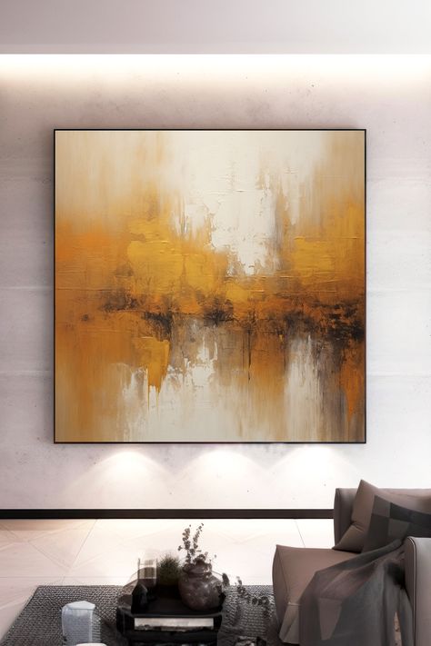 Original handmade golden abstract acrylic painting with textured brush strokes and warm tones on canvas Warm Color Palette, Gold Painting, Warm Colour Palette, Abstract Acrylic Painting, Handmade Artwork, Abstract Painting Acrylic, Rich Textures, Abstract Acrylic, Gold Paint