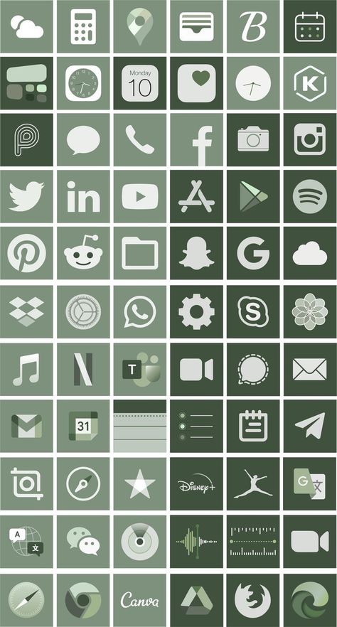 Sage Green Iphone Icons, Green Iphone Icons, Free Iphone App Icons, Icon Pack Android, All Apps Icon, Iphone Icon Packs, Iphone App Icons, App Ikon, Android Icons